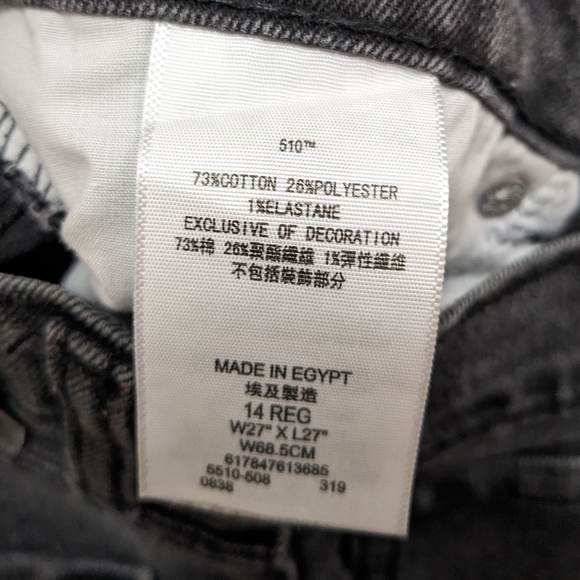 Levi's Black 510 Skinny Jeans Size 14R 27X27 - Picture 8 of 10